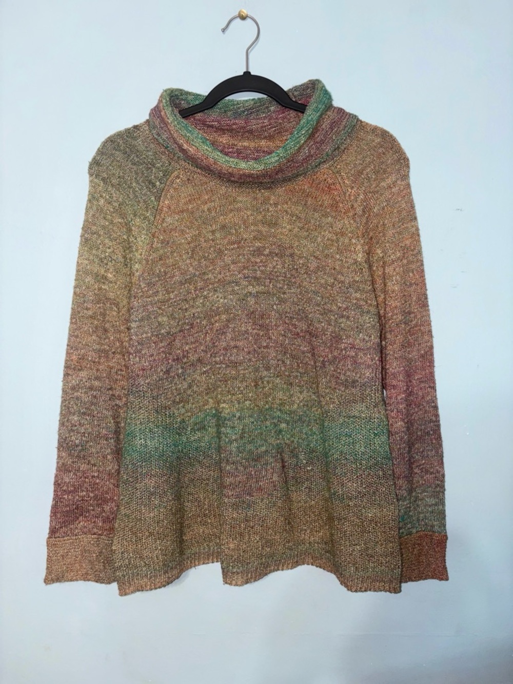 Jillian Nicole Rainbow Brown Cozy Knot Cowl Neck Women’s Cotton Blend Sweater
